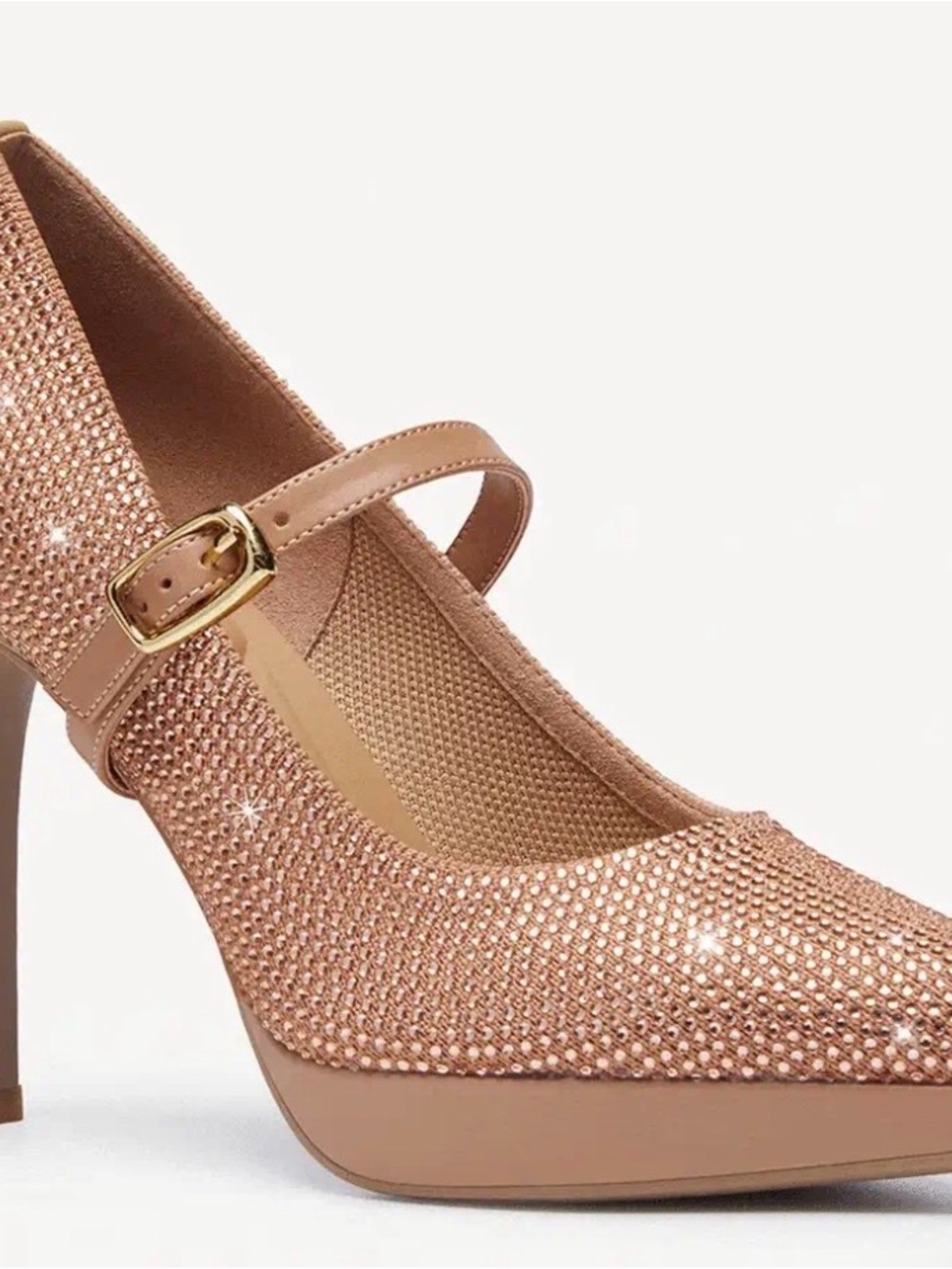 Women's Glitter Mary Jane Pumps in Rose Gold